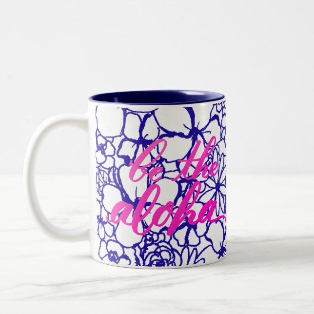 Em Dois Tons Seja a Caneca de Café Post-It Floral Aloha (Esquerda)