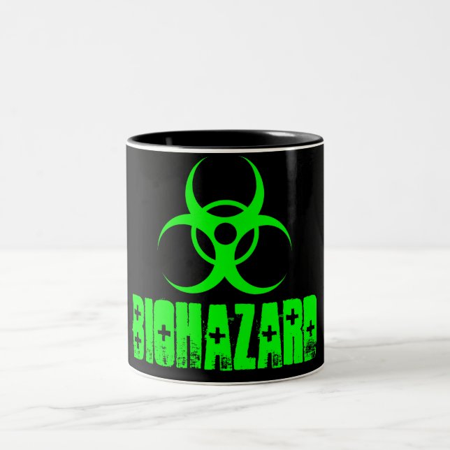 Em Dois Tons Símbolo do Biohazard na caneca de café verde (Centro)