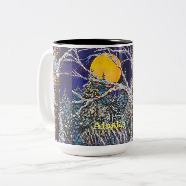 Em Dois Tons Solstice Moon 15oz ALASKA caneca de café de duas t (Frente Esquerda)