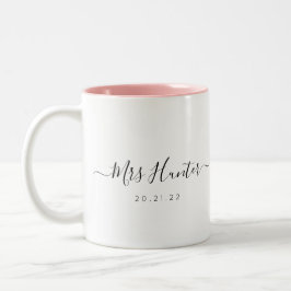 Em Dois Tons Sr. & Sra. caneca de café - detalhe cor-de-rosa