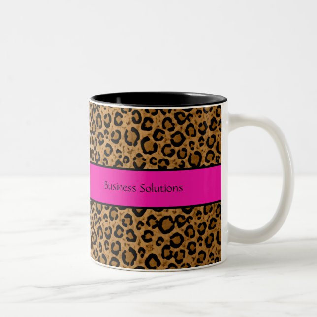 Em Dois Tons Sua caneca de café do leopardo do nome da empresa (Direita)