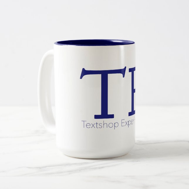 Em Dois Tons Textshop experimenta caneca de café (Frente Esquerda)