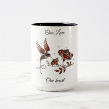 Um amor, uma caneca de café do coração