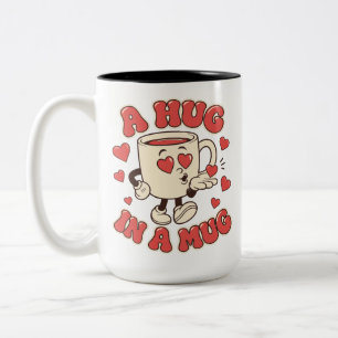 Em Dois Tons Uma Abraço numa Caneca Fofa para Amantes de Café