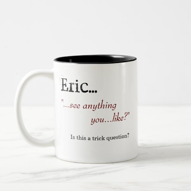 Em Dois Tons "Veja qualquer coisa você… como?" Caneca de café (Esquerda)