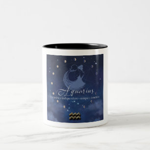 Em Dois Tons Zodíaco - Aquário - Caneca de Café
