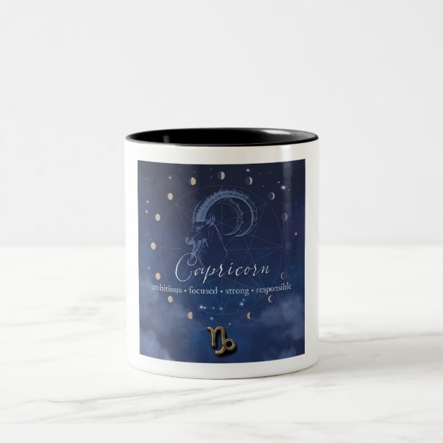 Em Dois Tons Zodíaco - Capricórnio - Caneca de Café (Centro)