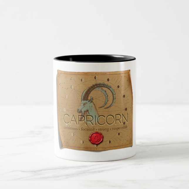 Em Dois Tons Zodíaco - Capricórnio - Caneca de Café (Centro)