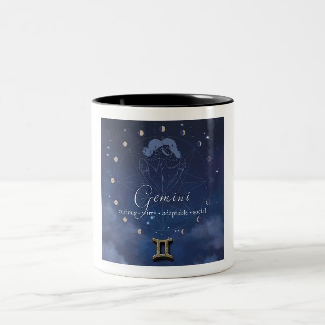 Em Dois Tons Zodíaco - Gêmeos - Caneca de Café (Centro)