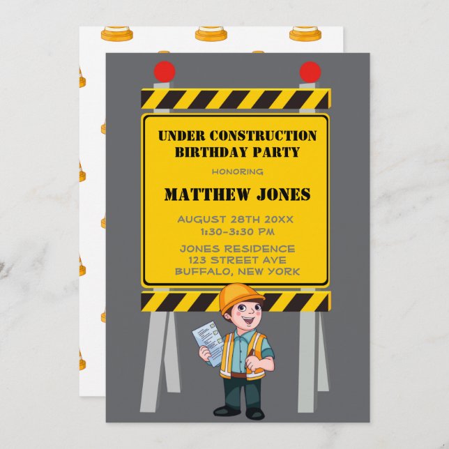 Em Festa de aniversário do Construtor de Construçã (Frente/Verso)