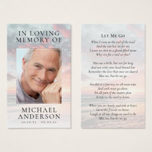 Em Loving Memory Sunset Memorial Prayer Card