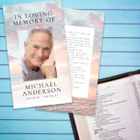 Em Loving Memory Sunset Memorial Prayer Card