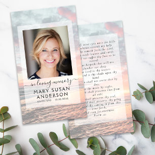 Em Loving Memory Sunset Memorial Prayer Card