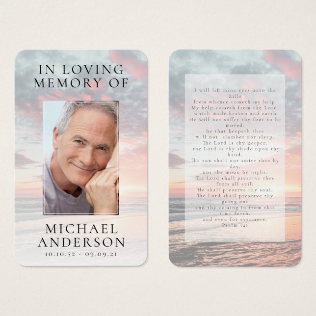 Em Loving Memory Sunset Memorial Prayer Card (Frente & Verso)
