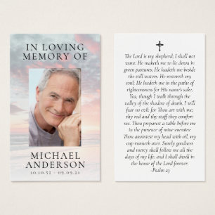 Em Loving Memory Sunset Memorial Prayer Card