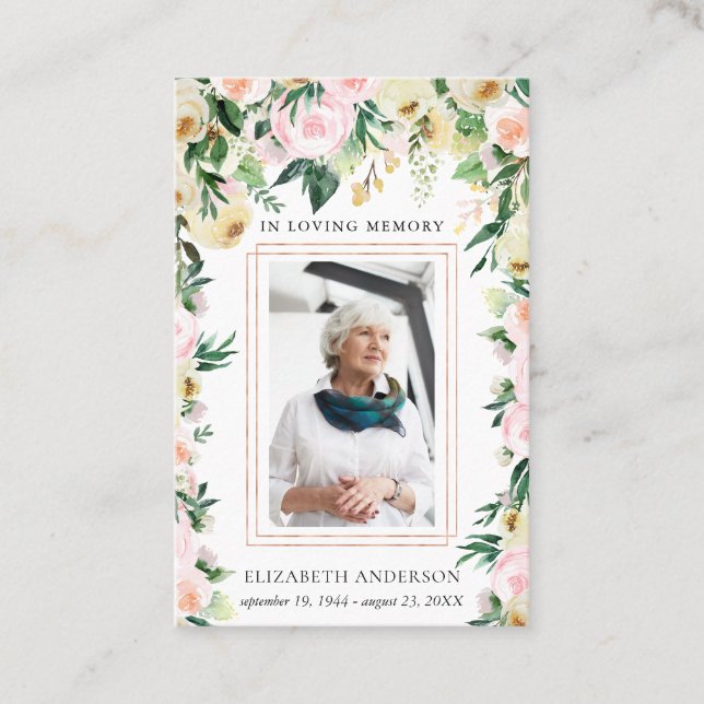 Em memória de amor | Cartão de Oração Funeral Foto (Frente)