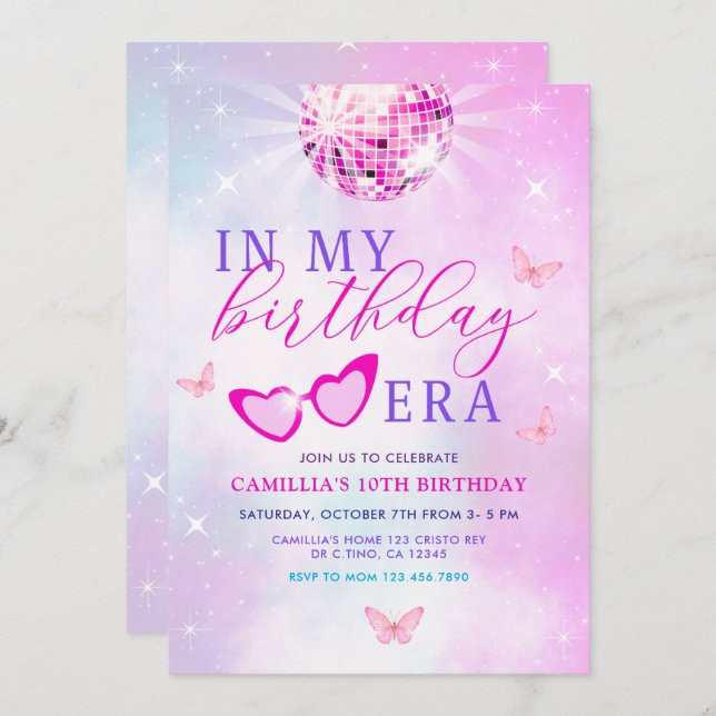 Em Meu Convite À Era De Aniversário (Frente/Verso)