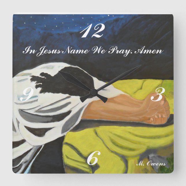 Em nome de Jesus Rezamos Relógio Quadrado (Frente)