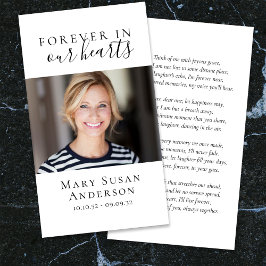 Em nossos Corações Cartão de Oração Funeral Minima