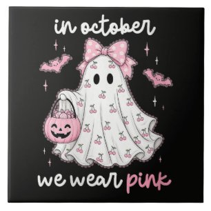 em Outubro Nós Usamos Rosa Fantasma Halloween