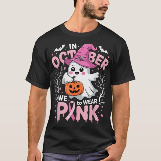 Em outubro Vestimos Camisa Rosa Ghost Cancer (Frente)
