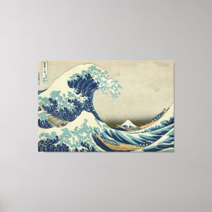 Em Tela A grande onda Hokusai esticou o impressão das