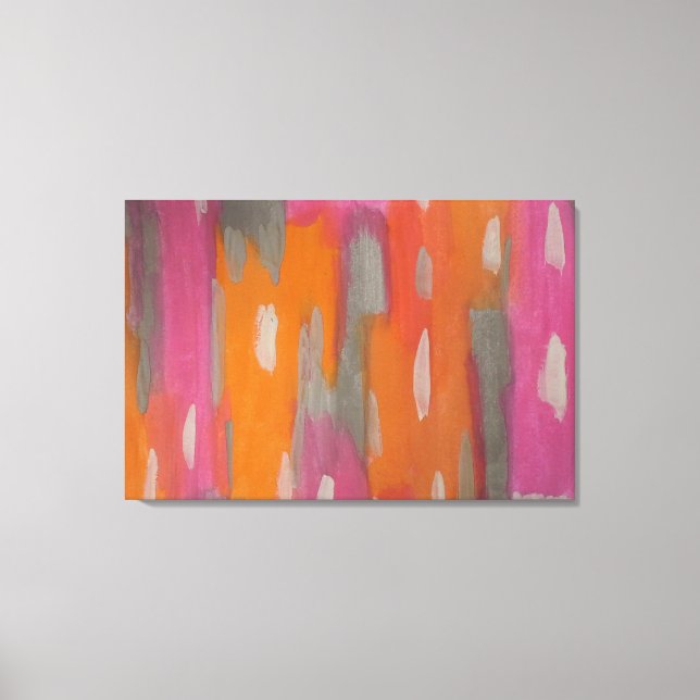 Em Tela Abstrato Art Impressão a rosa, laranja e Cinza (Frente)