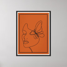 Abstrato face com borboleta Impressão de Arte com 