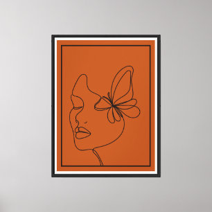 Em Tela Abstrato face com borboleta Impressão de Arte com