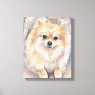 Em Tela Aguarela de Pomeranian que pinta o impressão das