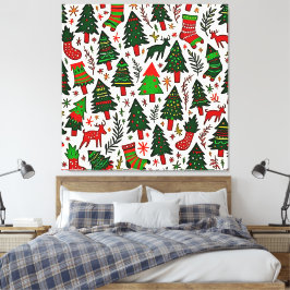 Em Tela Arte de Impressão de Padrão de Natal Vibrante
