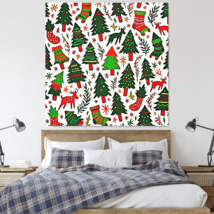 Em Tela Arte de Impressão de Padrão de Natal Vibrante
