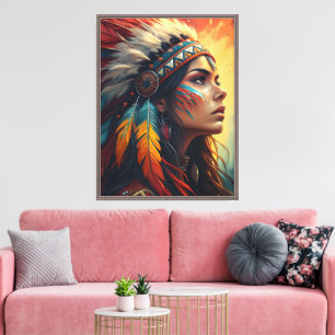 Em Tela Arte de Impressão Tribal Colorida