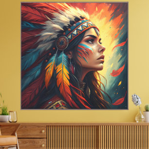 Em Tela Arte de Impressão Tribal Colorida