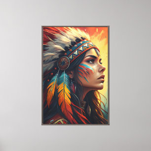 Em Tela Arte de Impressão Tribal Colorida
