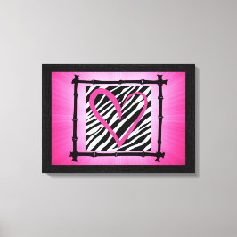 Em Tela Arte de Muro de Impressão Zebra de Coração Rosa