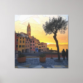 Em Tela Arte do Pôr do Sol da Riviera Italiana - Impressão