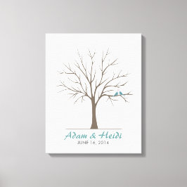 Em Tela Árvore de Impressão Digital de Casamento - Pássaro