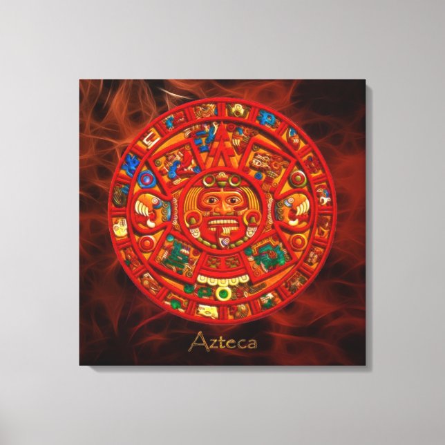 Em Tela AZTECA ~ Mayan - Aztec Sun Calendar Art Impressão (Frente)