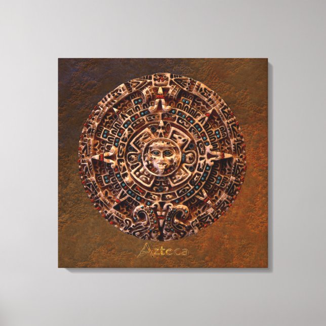 Em Tela AZTECA ~ Mayan - Aztec Sun Calender Art Impressão (Frente)