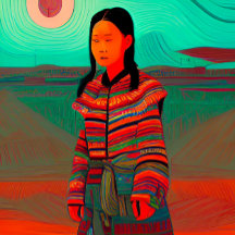 Belo Impressão da Hmong Art "Hmong Village"