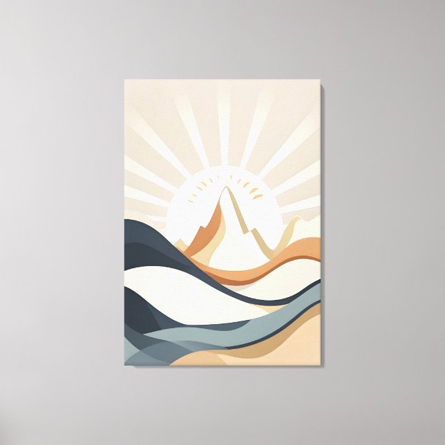Em Tela "Boho Mountain Abstrato Landscape Art Impressão (Frente)