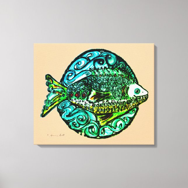 Em Tela Bright contemporâneo Friendly Fish belo impressão (Frente)