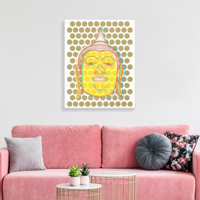 Em Tela Cabeça de Buda - Impressão Zen Modern Pop Dots (Insitu(Sala de estar))