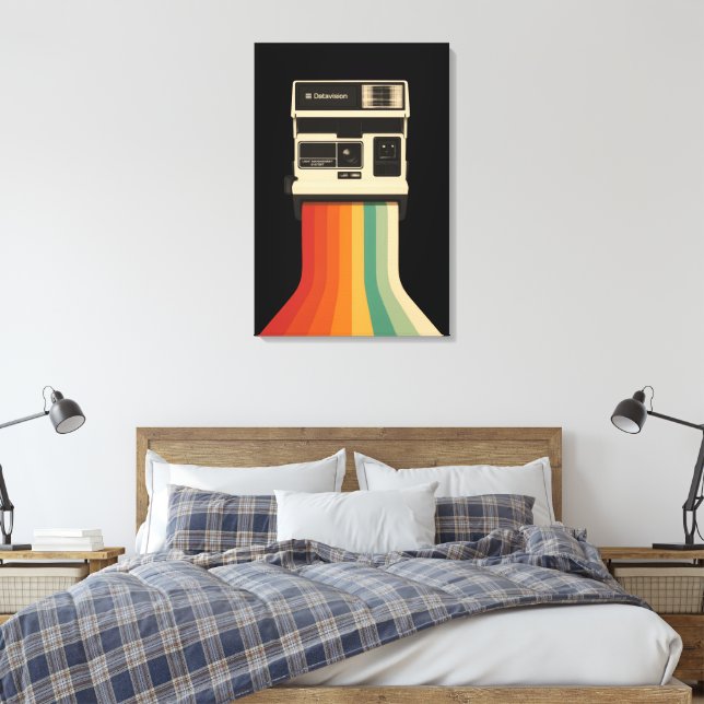 Em Tela Câmera Retro com Impressão de Arco-íris (Insitu(Quarto))