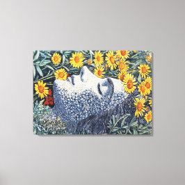 Em Tela Cara de Mulher Sonhadora Feita de Flores Impressão