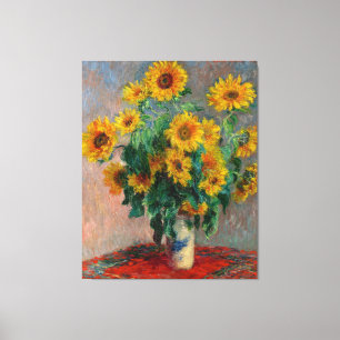 Em Tela Claude Monet_Buquê de Sunflower - Impressão de Tel