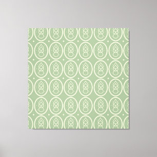 Em Tela Estilo Vintage Deco Verde/ Impressão Ecru