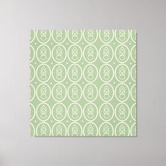 Em Tela Estilo Vintage Deco Verde/ Impressão Ecru