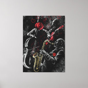 Em Tela Eu Amo Impressão de Telas de Música Jazz - Pintura